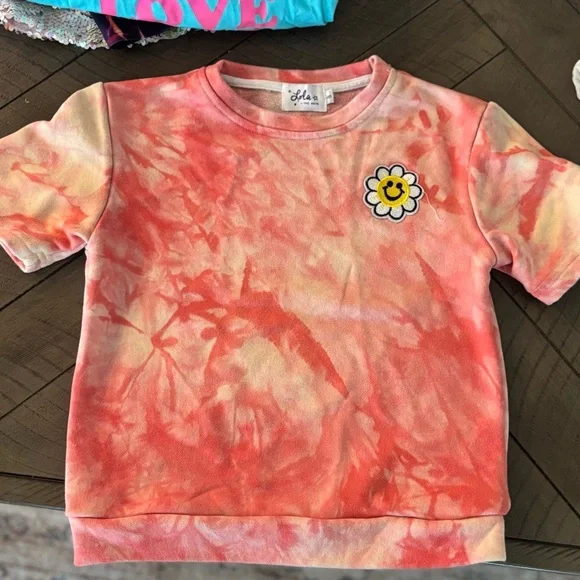 Lola + The Boys Orange and Yellow Short Sleeve Tee - Picture 1 of 2